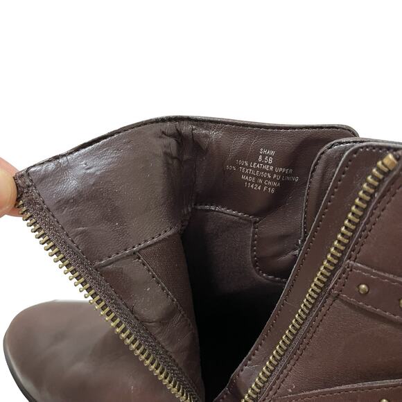 Lauren Ralph Lauren Shaw Leather Studded Ankle Boots Size 8.5 Brown Buckle Strap - Picture 10 of 12